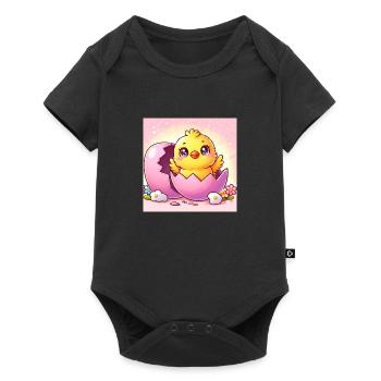 Un poussin sucré éclot d’un œuf violet - Body à manches courtes Premium Bébé - noir - Devant