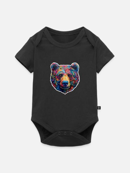 Bär psychedelisch - Baby Premium Kurzarmbody - Schwarz