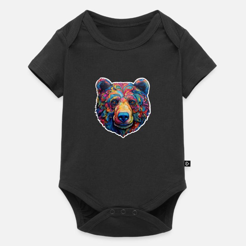 Ours psychédélique - Body à manches courtes Premium Bébé - noir