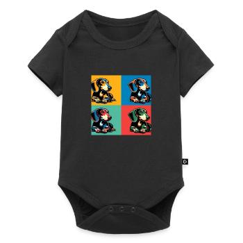 Pop Dachshund Dog Portrait - Pet Portrait - Baby Premium short-sleeve bodysuit - black - Front