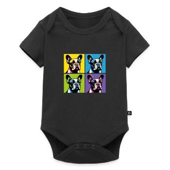 Pop French Bulldog Dog Portrait - Pet Portrait - Baby Premium short-sleeve bodysuit - black - Front