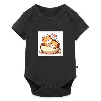 Cute kittens cuddling in an egg - Baby Premium short-sleeve bodysuit - black - Front