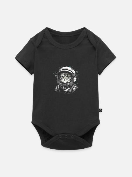 Süße Astronauten Katze - Baby Premium Kurzarmbody - Schwarz