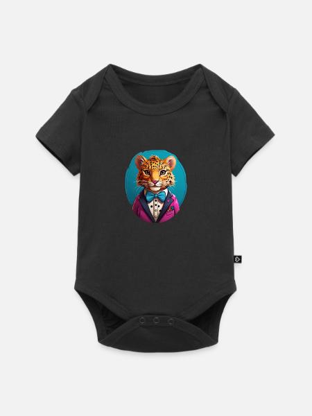 Lustiges Comic Tiger - Baby Premium Kurzarmbody - Schwarz