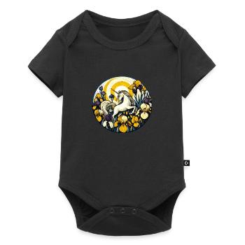 Retro-Einhorn - Baby Premium Kurzarmbody - Schwarz - Vorne