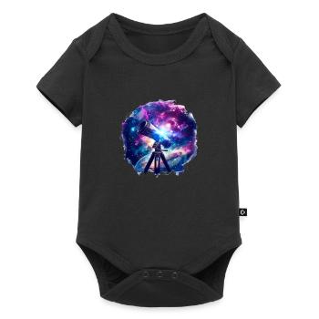 Discover the wonders of the cosmos with the telescope - Baby Premium short-sleeve bodysuit - black - Front
