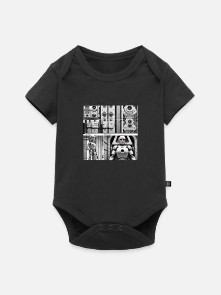 Roboter - Baby Premium Kurzarmbody - Schwarz