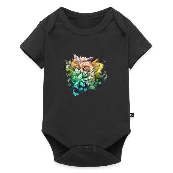 Flowers Hippie soul Groovy Summer time peace love - Baby Premium short-sleeve bodysuit - black - Front