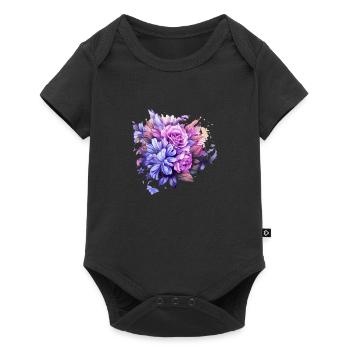 Flowers Hippie soul Groovy Summer time peace love - Baby Premium short-sleeve bodysuit - black - Front