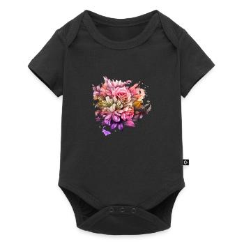 Flowers Hippie soul Groovy Summer time peace love - Baby Premium short-sleeve bodysuit - black - Front