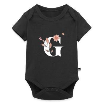 Letter g wildflowers watercolors - Baby Premium short-sleeve bodysuit - black - Front