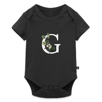 lettre g botanique vert - Body à manches courtes Premium Bébé - noir - Devant