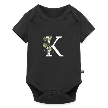 lettre K botanique vert - Body à manches courtes Premium Bébé - noir - Devant