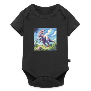 Dinosaurier - Baby Premium Kurzarmbody - Schwarz - Vorne