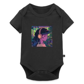 plants and music - high quality fashion print - Baby Premium short-sleeve bodysuit - black - Front