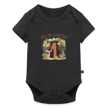 geburtstag shirt wild und wunderbar Reh Bambi Wald - Baby Premium Kurzarmbody - Schwarz - Vorne
