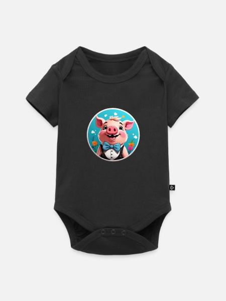 Lustiges Schwein Comic - Baby Premium Kurzarmbody - Schwarz