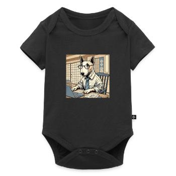 Bull Terrier at the Desk - Ukiyo-e Style - Baby Premium short-sleeve bodysuit - black - Front