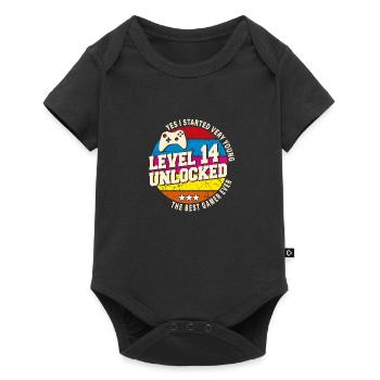 Original 2010 Vintage Level 14 Freischalten - Baby Premium Kurzarmbody - Schwarz - Vorne