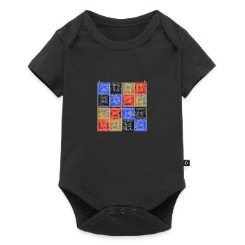 Laby Square 2 (Farbversion) - Baby Premium Kurzarmbody - Schwarz - Vorne