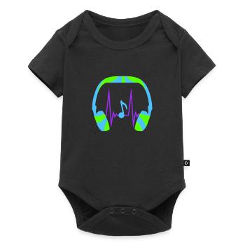 Headphones Note Music Note Pulse Frequency Heartbeat - Baby Premium short-sleeve bodysuit - black - Front