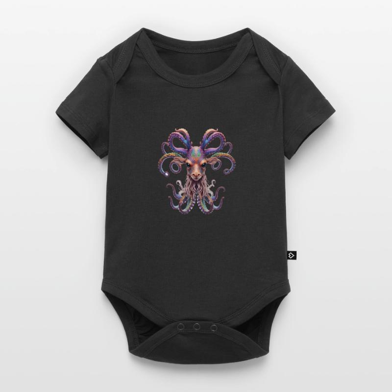 Psychedelic Goa Deer Octopus Baby Premium short-sleeve bodysuit