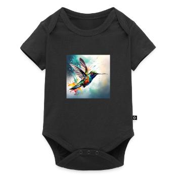 Kolibri farbig - Baby Premium Kurzarmbody - Schwarz - Vorne