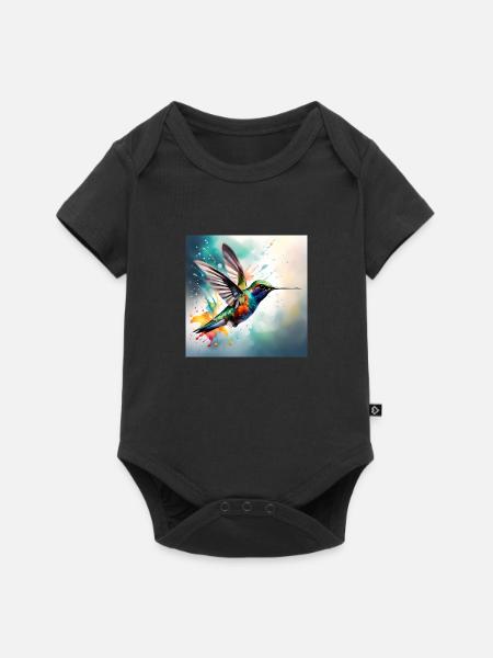 Kolibri farbig - Baby Premium Kurzarmbody - Schwarz
