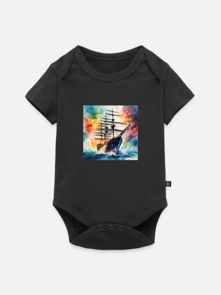 Segelschiff - Baby Premium Kurzarmbody - Schwarz
