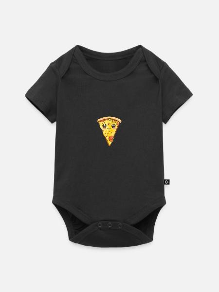 Lustige Pizza Illustration - Baby Premium Kurzarmbody - Schwarz