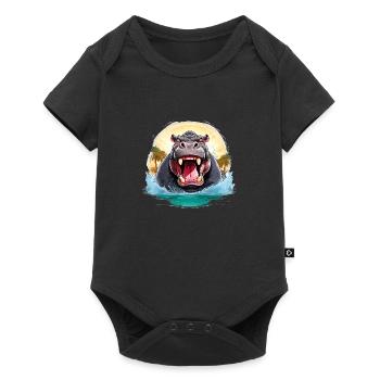 Animal sauvage en colère pugnace combatif hippopotame - Body à manches courtes Premium Bébé - noir - Devant