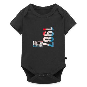 1987 1987 Geburtstagsgeschenk in limitierter Auflage - Baby Premium Kurzarmbody - Schwarz - Vorne