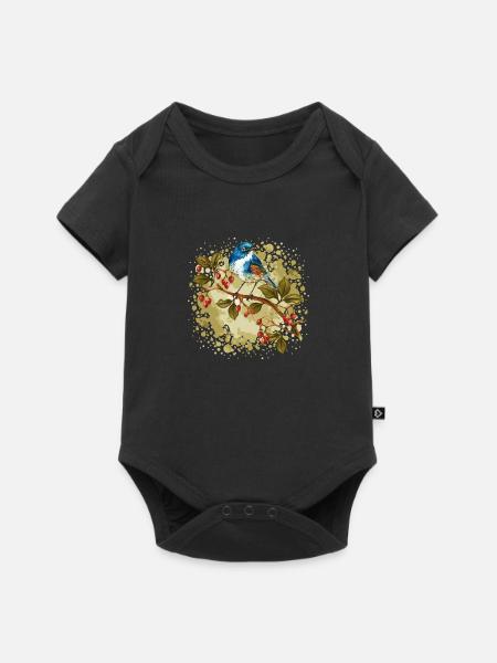 Bunter Vogel - Baby Premium Kurzarmbody - Schwarz