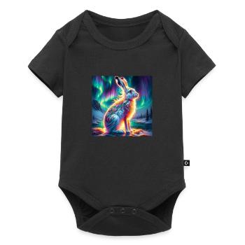 Schneehase Aurora Borealis - Baby Premium Kurzarmbody - Schwarz - Vorne