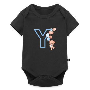 Blue Letter Y Bear - Baby Premium short-sleeve bodysuit - black - Front