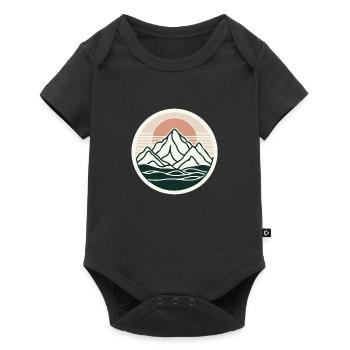 Minimaliste Montagnes, Eau, Lac, Nature, Soleil - Body à manches courtes Premium Bébé - noir - Devant