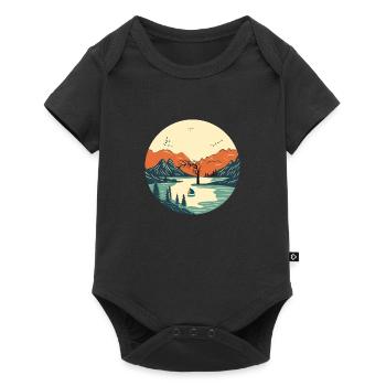 Serene Mountain and Lake Landscape - Baby Premium short-sleeve bodysuit - black - Front