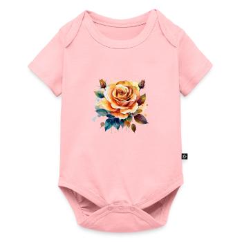 Elegant Orange Rose with Watercolour Accents - Baby Premium short-sleeve bodysuit - rose - Front