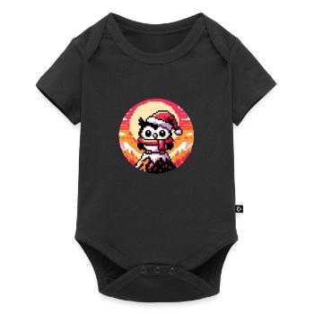 Funny colorful Christmas owl with Santa hat - Baby Premium short-sleeve bodysuit - black - Front