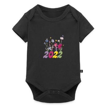 Year of birth 2022 wildflowers - Baby Premium short-sleeve bodysuit - black - Front