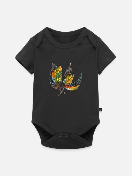 Blätter - Baby Premium Kurzarmbody - Schwarz