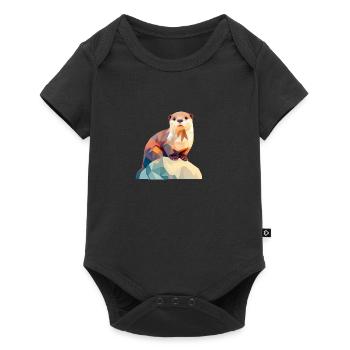 Verspielter Otter auf schroffem Felsen - Baby Premium Kurzarmbody - Schwarz - Vorne