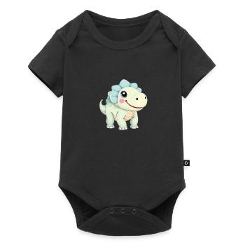 Niedlicher Cartoon-Dinosaurier mit freundlichem Lächeln - Baby Premium Kurzarmbody - Schwarz - Vorne