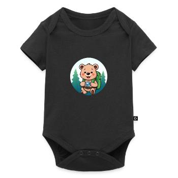 Cozy Bear Exploring Forest Path - Baby Premium short-sleeve bodysuit - black - Front