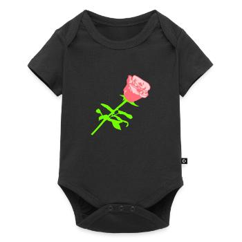 Jolie belle fleur de rose feuille roses romantique - Body à manches courtes Premium Bébé - noir - Devant