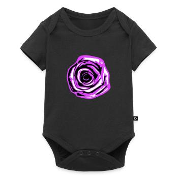 Jolie belle fleur de rose feuille roses romantique - Body à manches courtes Premium Bébé - noir - Devant
