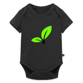 2 Green Beautiful Leaves Eco Spring Summer Nature - Baby Premium short-sleeve bodysuit - black - Front