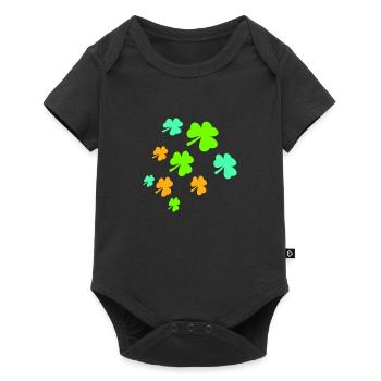 Shamrock Many Three-Leaf Leaves Green Pattern - Baby Premium short-sleeve bodysuit - black - Front