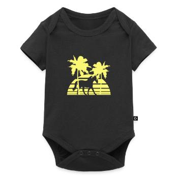 Horse Riding Lines Rider Sun Palm Trees Silhouette - Baby Premium short-sleeve bodysuit - black - Front