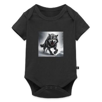 loup animal vecteur nature illustration design sauvage - Body à manches courtes Premium Bébé - noir - Devant